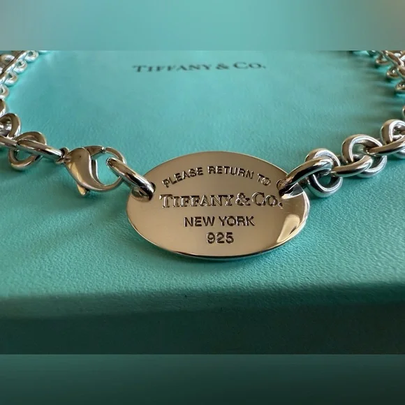 Modern Version Tiffany&Co. Please Return To Oval Tag Necklace 15.25” - Picture 3 of 9